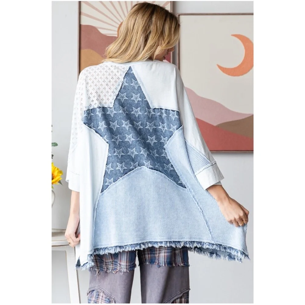 Oli & Hali Blue and White Star Short Sleeve Tee - Picture 2 of 6